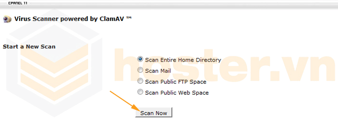 Chọn thư scan virus clamav cpanel, hosting hải phòng, website hải phòng