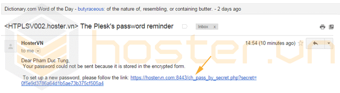 plesk password reminder mail
